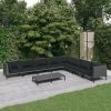 Garden Lounge Set with Cushions Poly Rattan Dark Grey