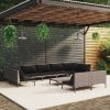 Garden Lounge Set with Cushions Poly Rattan Dark Grey