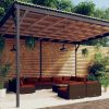 Garden Lounge Set with Cushions Brown Poly Rattan