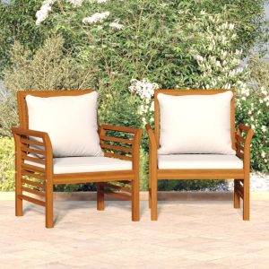 Sofa Chairs with Cushions 2 pcs Solid Wood Acacia