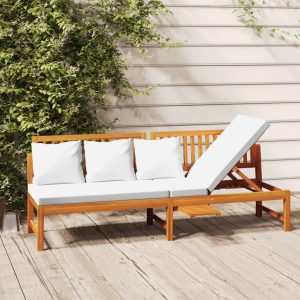 Day Bed with Cushion 200x60x75 cm Solid Wood Acacia