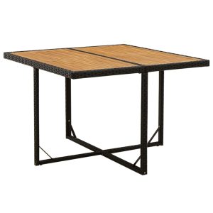 Garden Table 109x107x74 cm Poly Rattan&Solid Wood Acacia