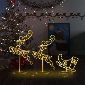 Acrylic Christmas Flying Reindeer&Sleigh 260x21x87cm