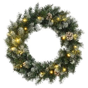 Christmas Wreath with LED Lights Green PVC