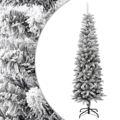 Artificial Slim Christmas Tree with Flocked Snow PVC&PE