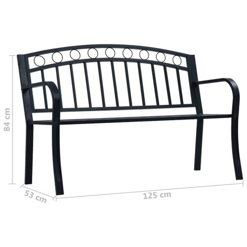 Garden Bench 125 cm Steel – Black, Without Table