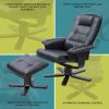 PU Leather Massage Chair Recliner Ottoman Lounge Remote – Black