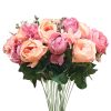 3pcs Artificial Silk with 15 Heads Flower Fake Rose Bouquet Table Decor