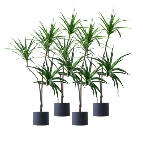 Green Artificial Indoor Brazlian Iron Tree Fake Plant Decorative 3 Heads