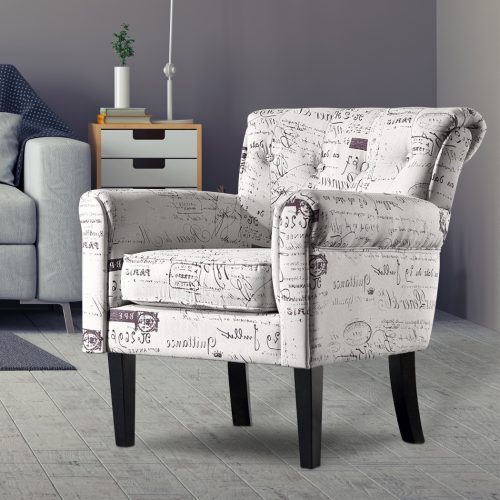 Luxury Upholstered Armchair Dining Chair Single Accent Padded Fabric Sofa