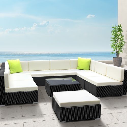 Sofa Set with Storage Cover Outdoor Furniture Wicker