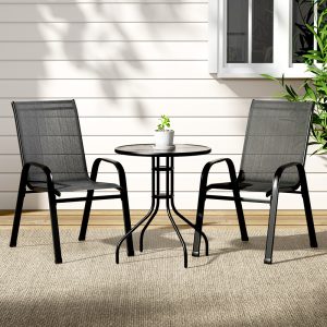 Outdoor Furniture Table and chairs Stackable Bistro Set Patio Coffee