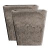 27cm Square Resin Plant Flower Pot in Cement Pattern Planter Cachepot for Indoor Home Office