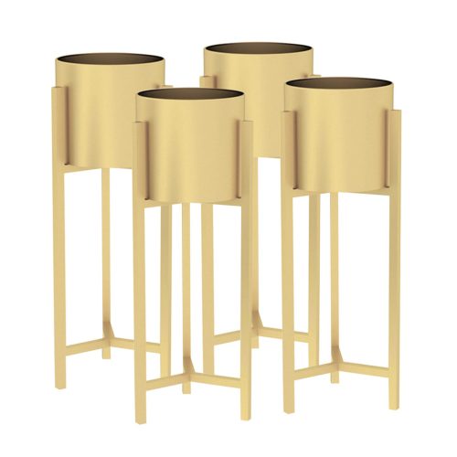 30CM Gold Metal Plant Stand with Flower Pot Holder Corner Shelving Rack Indoor Display