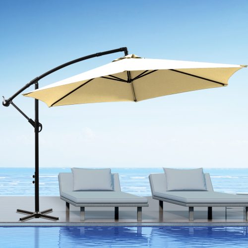 3M Outdoor Umbrella Cantilever Cover Garden Patio Beach Umbrellas Crank