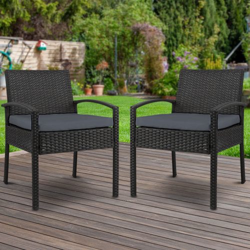 Outdoor Furniture Bistro Wicker Chair Black
