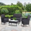 4-piece Outdoor Lounge Setting Wicker Patio Furniture Dining Set