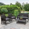 4 PCS Outdoor Furniture Lounge Setting Wicker Dining Set