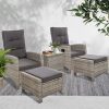 Outdoor Setting Recliner Chair Table Set Wicker lounge Patio Furniture