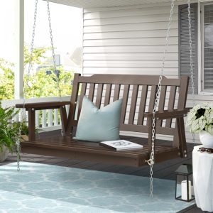 Porch Swing Chair with Chain Garden Bench Outdoor Furniture Wooden