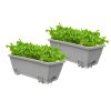 49.5cm Rectangular Planter Vegetable Herb Flower Outdoor Plastic Box with Holder Balcony Garden Décor