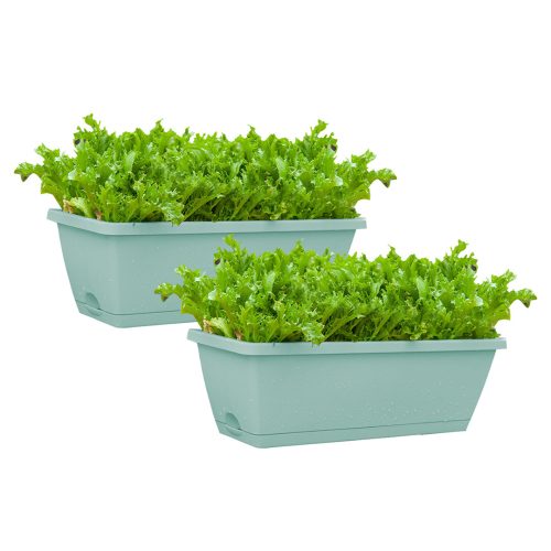 49.5cm Rectangular Planter Vegetable Herb Flower Outdoor Plastic Box with Holder Balcony Garden Décor