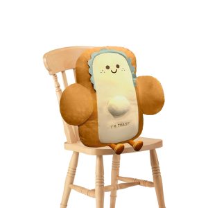 58cm Cute Face Toast Bread Cushion Stuffed Car Seat Plush Cartoon Back Support Pillow Home Decor