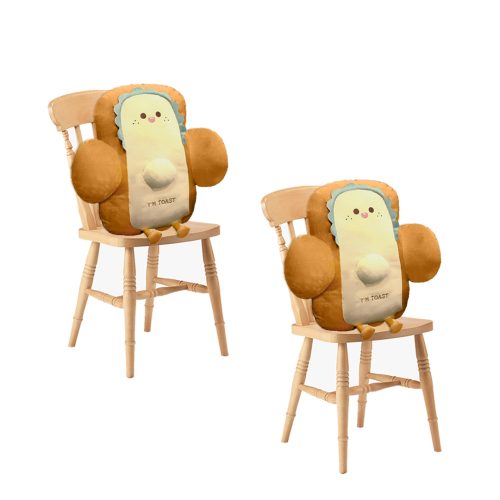 58cm Cute Face Toast Bread Cushion Stuffed Car Seat Plush Cartoon Back Support Pillow Home Decor