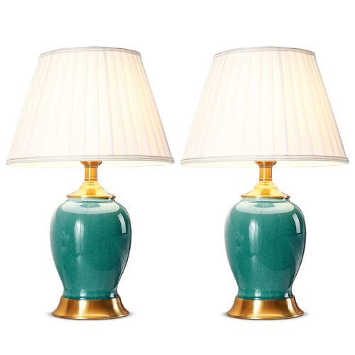 Ceramic Oval Table Lamp with Gold Metal Base Desk Lamp