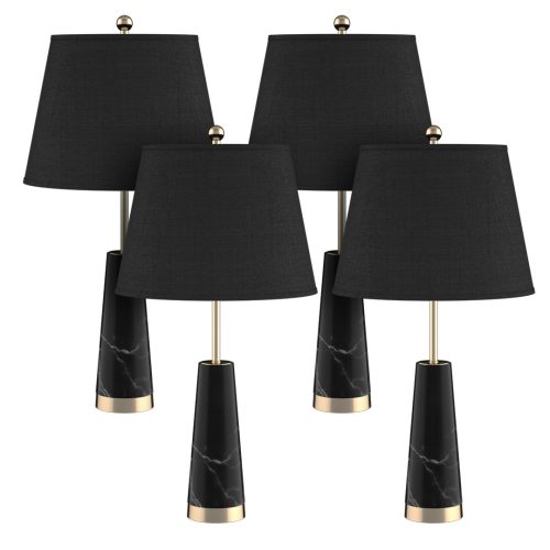 68cm Black Marble Bedside Desk Table Lamp Living Room Shade with Cone Shape Base