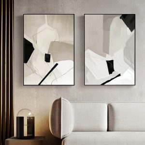 Modern Abstract 2 Sets Black Frame Canvas Wall Art