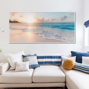 Ocean and Beach White Frame Canvas
