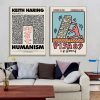 Wall art By Keith Haring 2 Sets Gold Frame Canvas