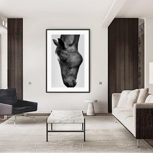 Modern Black Horse Black Frame Canvas Wall Art
