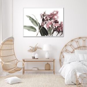 Eucalyptus in Bloom White Frame Canvas Wall Art