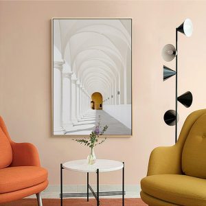 Long Corridor Style A Gold Frame Canvas Wall Art