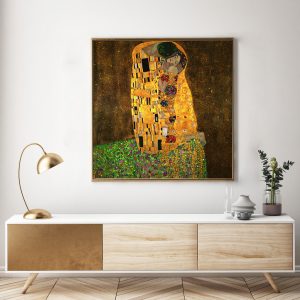 Kissing by Gustav Klimt Gold Frame Canvas Wall Art