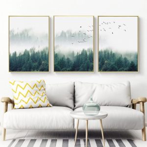 Mystical Forest  3 Sets Gold Frame Canvas Wall Art