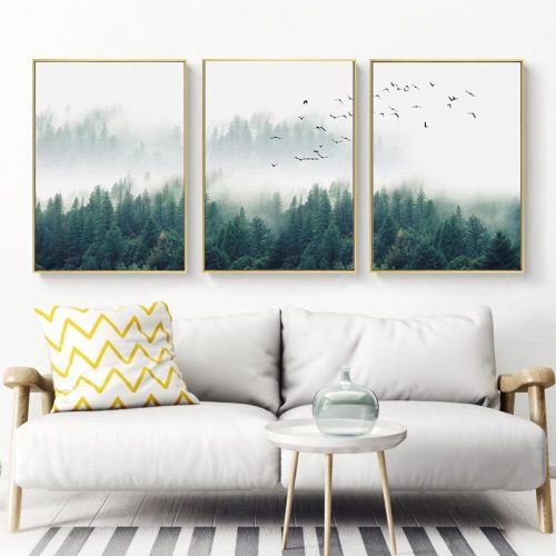Mystical Forest  3 Sets Gold Frame Canvas Wall Art