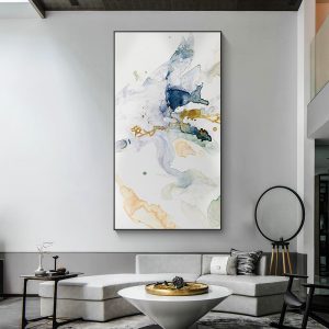 Abstract Watercolour Style Black Frame Canvas Wall Art