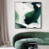 French Abstract Green Black Frame Canvas Wall Art