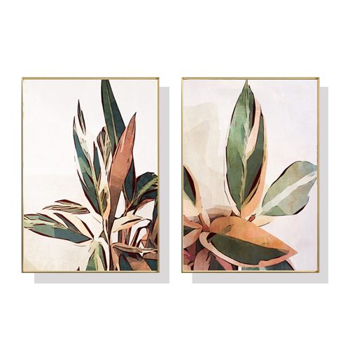 Botanical Leaves 2 Sets Gold Frame Canvas Wall Art