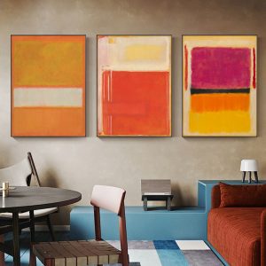 Colourful 3 Sets By Mark Rothko Black Frame Canvas Wall Art