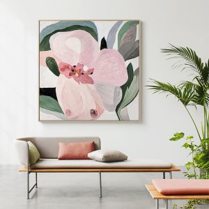 Floral Hand Painting Style Wood Frame Canvas Wall Art