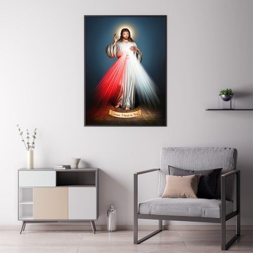Jesus Divine Mercy I Trust In You Black Frame Canvas Wall Art