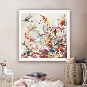Coming Spring Square Size White Frame Canvas Wall Art