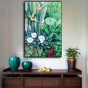 Tropical plants Black Frame Canvas Wall Art