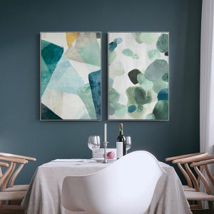 Green Marble 2 Sets White Frame Canvas Wall Art