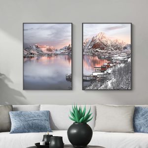 Nordic Norway 2 Sets Black Frame Canvas Wall Art
