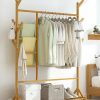 Portable Coat Stand Rack Rail Clothes Hat Garment Hanger Hook with Shelf Bamboo 9 Hook